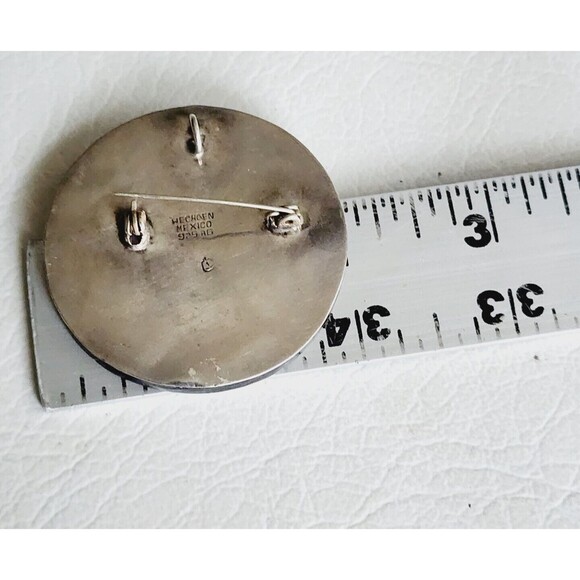 Vintage Mexico Sterling Silver Wood Aztec Mayan Pyramid Pendant Brooch 2" 15g - Picture 7 of 8